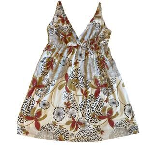 VTG Old Navy Y2K Floral A Line Cotton V Neck Mini Dress XL Cocktail Cottagecore